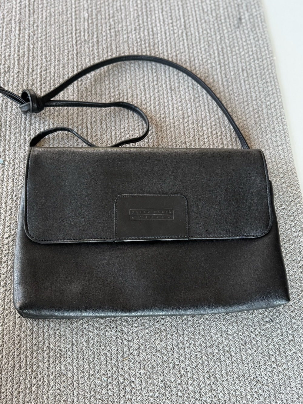 Vintage 90s Perry Ellis American Black Leather Purse